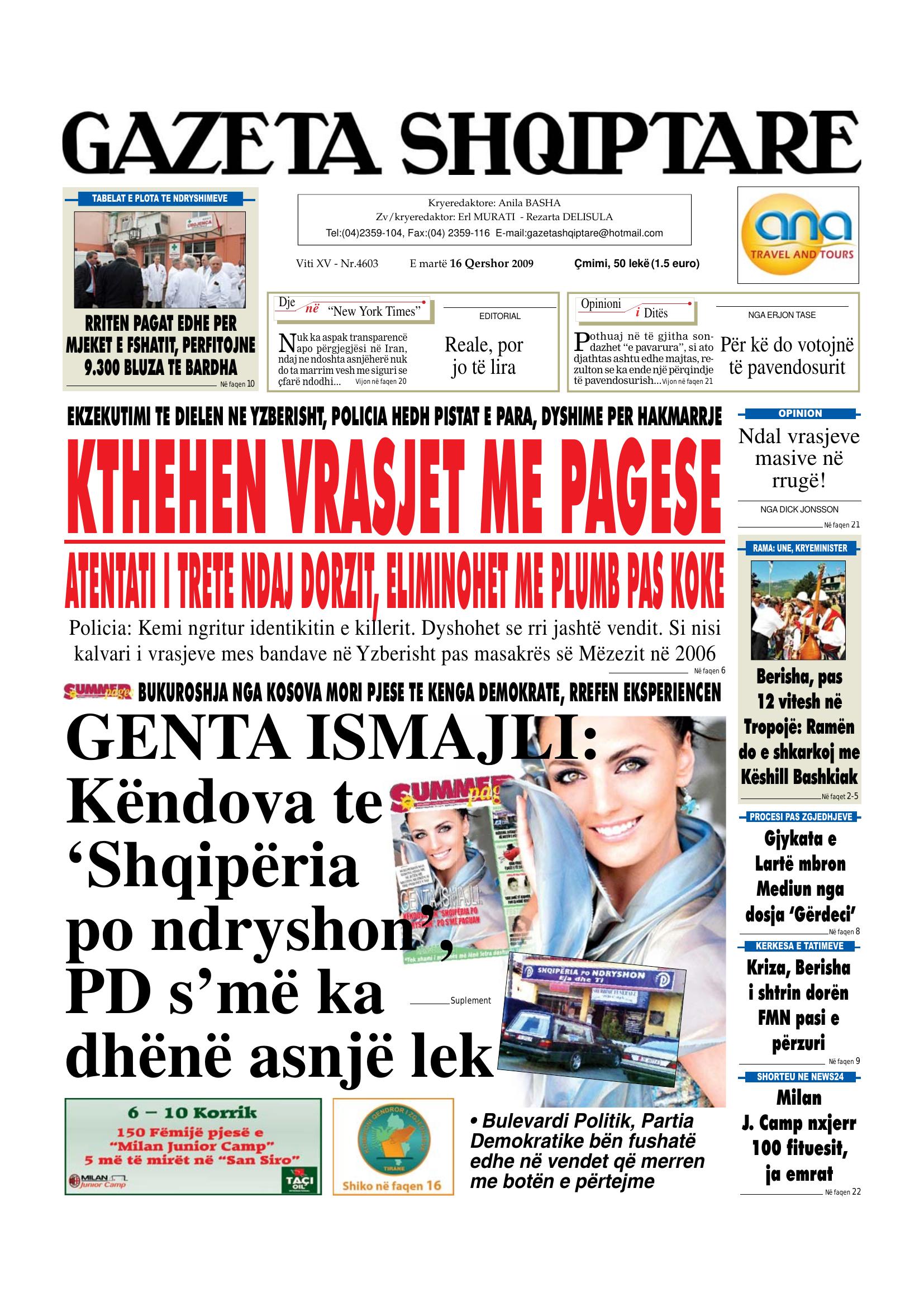 Gazeta Shqiptare 2009-06-16